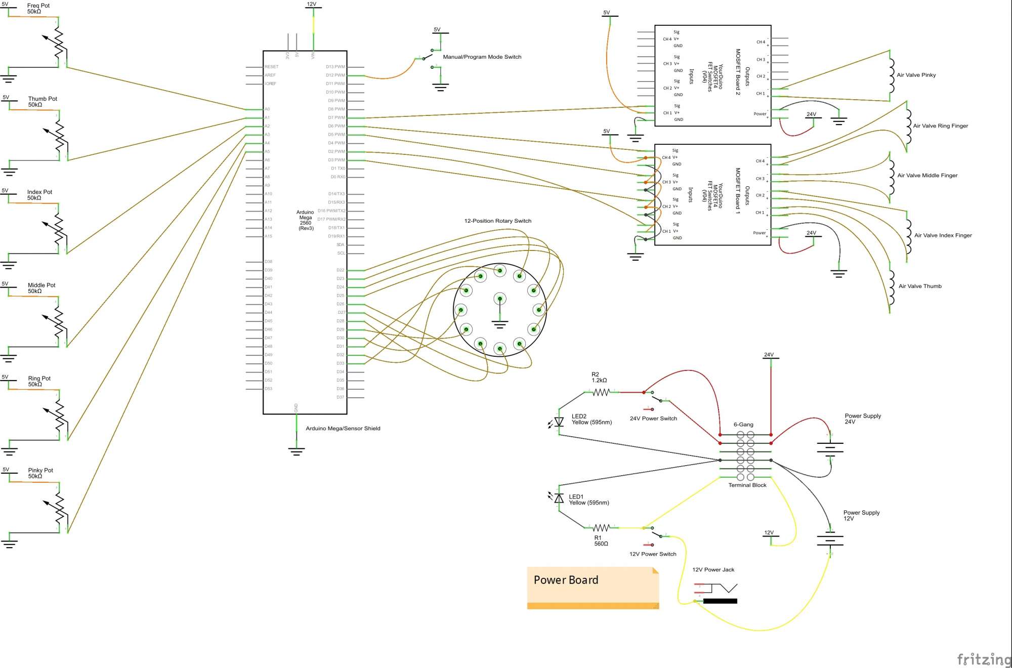 Fluidic Control Board Schematic for the Soft Robot Hand Project