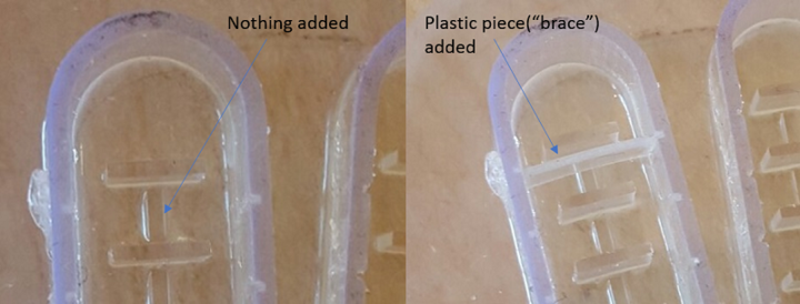 Comparison of mold with braces and without braces