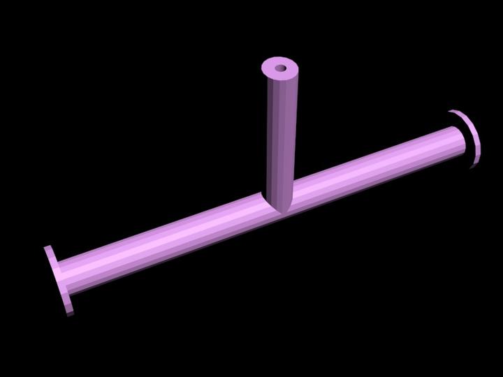 A diagram showing the design of the T-shaped component